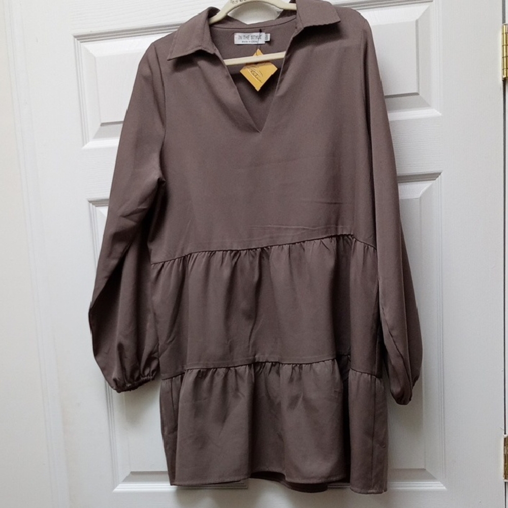 In The Style Brown Long Sleeve Dress